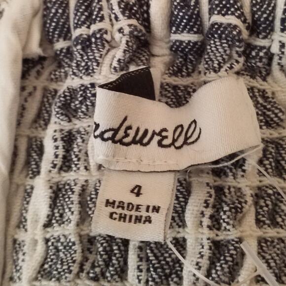 Madewell Pleated Wide-Leg Pinstripe Linen Jumpsuit Navy White Size 4 - Picture 5 of 8